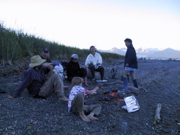 campfire on the bank of Bear Creek