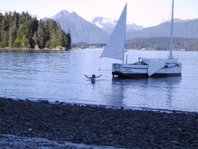 Aly wading off Indian Island