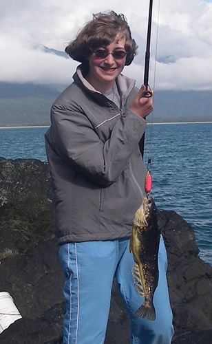 Aly's first fish!